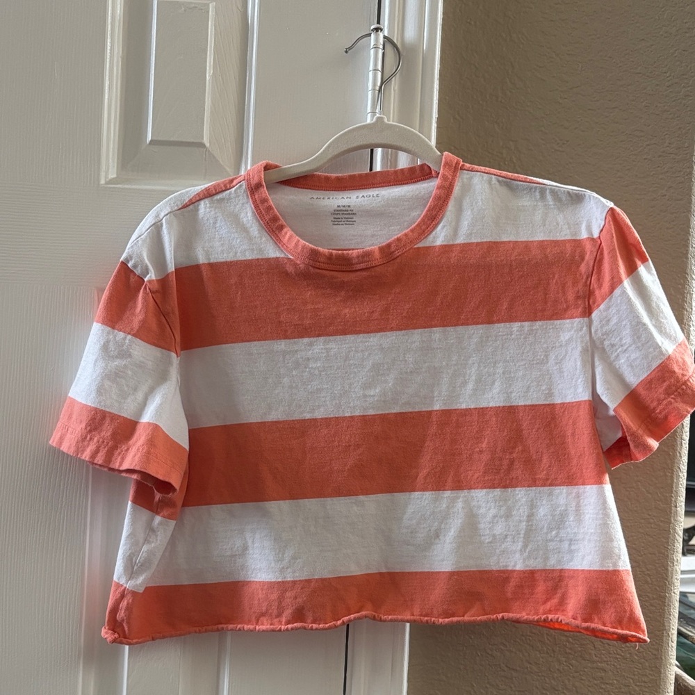 American Eagle Outfitters Kids Orange and White Striped Tee